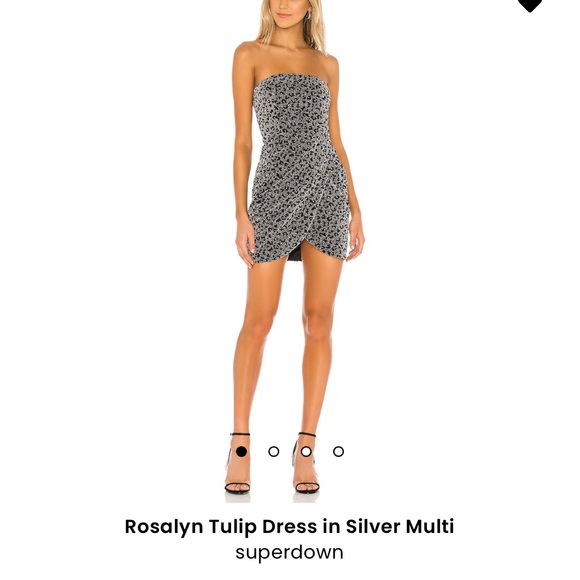 Rosalyn tulip dress in silver multi by superdown - Picture 1 of 3